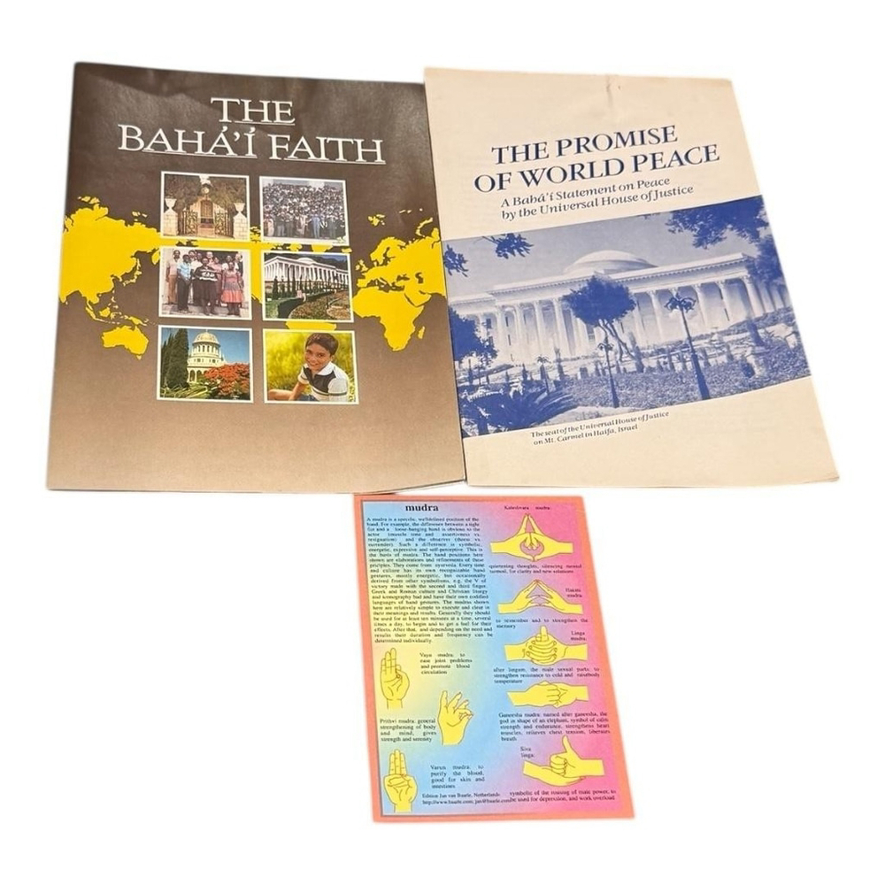 The Bahá'í Faith & Promise Of World Peace Pamphlet Lot + Mudra Guide Card